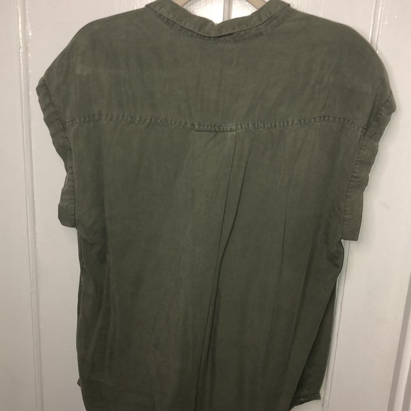 JACHS Girlfriend Short Dolman Sleeve Button Up V Neck Round Hem Shirt Top XL - Picture 7 of 10